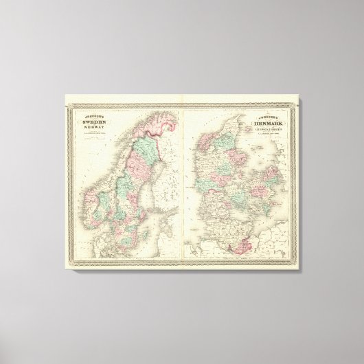 Schweden, Norwegen und Dänemark Leinwanddruck (Vorderseite)