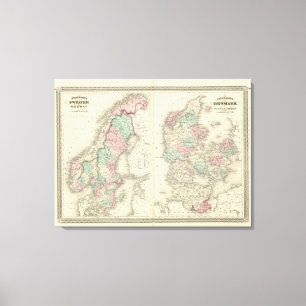 Schweden, Norwegen und Dänemark Leinwanddruck