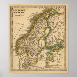 Schweden, Norwegen und Finnland Poster