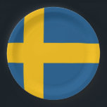 Schweden Pappteller<br><div class="desc">Schweden-Flagge - gelbes Kreuz Die schwedische Flagge wurde höchstwahrscheinlich von der ältesten nordischen Flagge - dem dänischen Danneborg inspiriert. Das gelbe Kreuz auf blauem Hintergrund erreicht die Kanten der Flagge,  und sein kürzerer Arm befindet sich naher auf der verlassen Seite der Fahne. #Sweden #swedish #yellowcross #nordic</div>