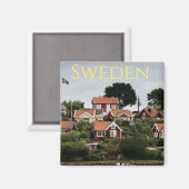 Schweden Red Houses Souvenir Magnet (Vorderseite/Rückseite)