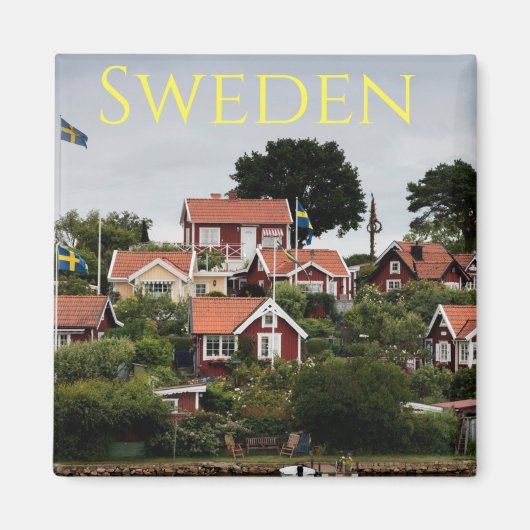 Schweden Red Houses Souvenir Magnet (Vorne)