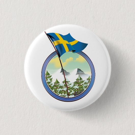 Schweden Retro-Logo Button (Vorderseite)