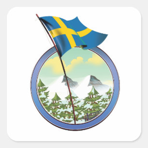 Schweden Retrologo Quadratischer Aufkleber