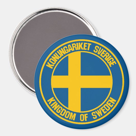 Schweden Runde Emblem Magnet (Vorderseite/Rückseite)