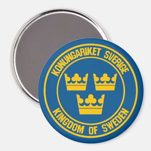 Schweden Runde Emblem Magnet (Vorderseite/Rückseite)