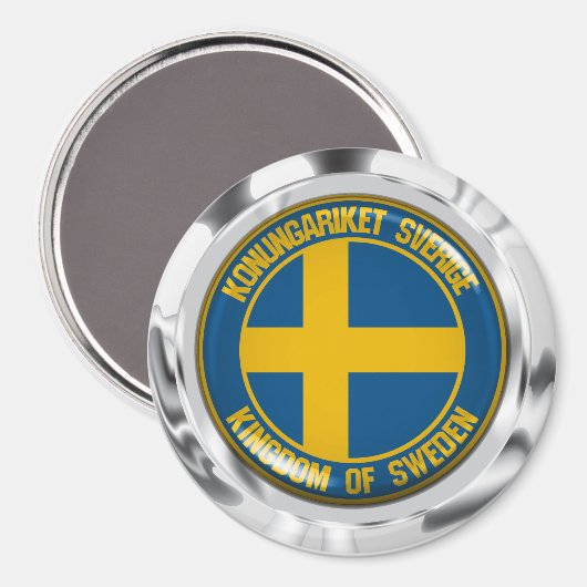 Schweden Runde Emblem Magnet (Vorderseite/Rückseite)