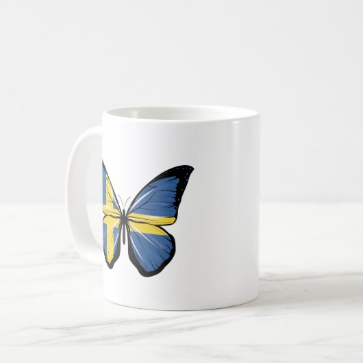 Schweden Schmetterlingsflagge Kaffeetasse (Vorderseite Links)