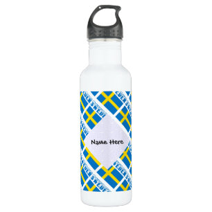 Schweden Schwedische Flagge Schwarz Gefliestet Per Edelstahlflasche