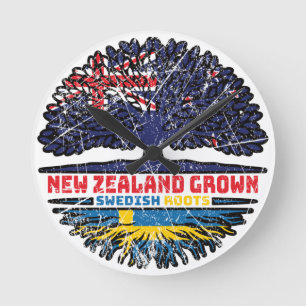 Schweden Schwedische Neuseeländische Baumwurzel Runde Wanduhr