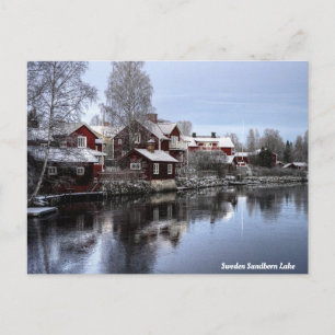 Schweden Sonngeborener See im Winter Feiertagspostkarte