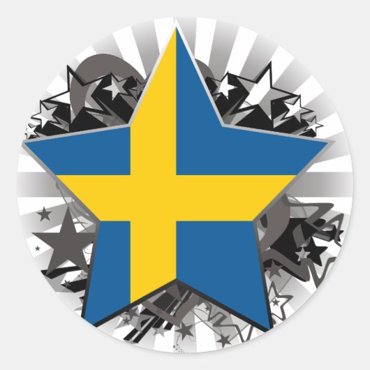 Schweden Star Runder Aufkleber (Vorderseite)