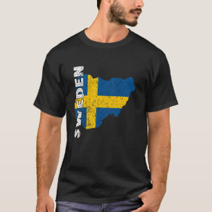 Schweden Sverige Karte Vintag schwedische Flagge S T-Shirt