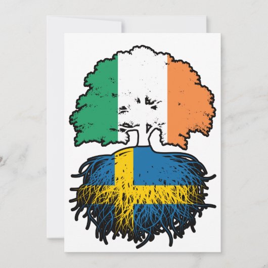 Schweden Swedish Irish Ireland Tree Roots Flag Einladung (Vorderseite)