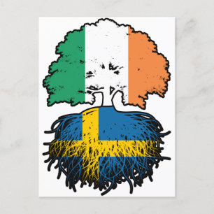Schweden Swedish Irish Ireland Tree Roots Flag Postkarte