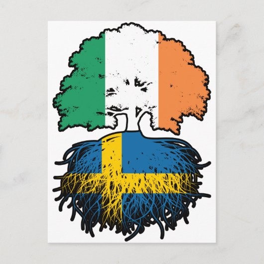 Schweden Swedish Irish Ireland Tree Roots Flag Postkarte (Vorderseite)