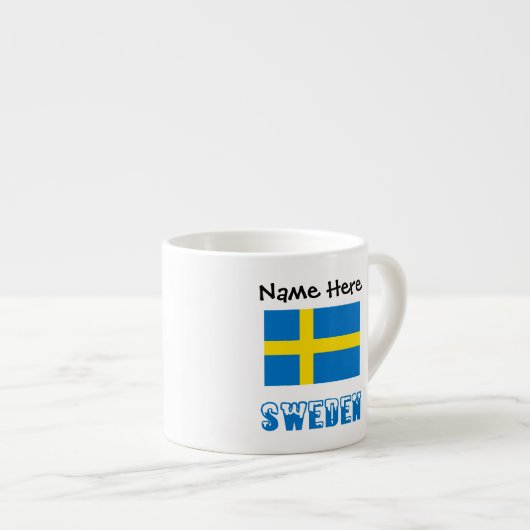 Schweden und die schwedische Flagge mit Ihrem Name Espressotasse (Vorderseite Rechts)