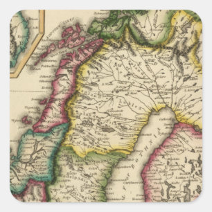 Schweden und Norwegen 2 Quadratischer Aufkleber