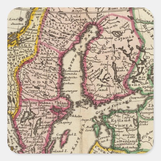 Schweden und Norwegen 6 Quadratischer Aufkleber (Vorderseite)