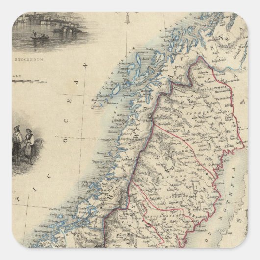 Schweden und Norwegen 8 Quadratischer Aufkleber (Vorderseite)