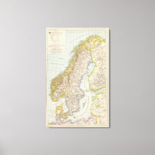 Schweden und Norwegen Karte Norwegen Leinwanddruck
