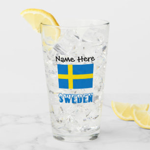 Schweden und schwedische Flagge personalisiert  Glas