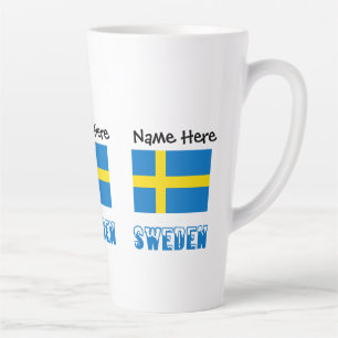 Schweden und schwedische Flagge personalisiert Milchtasse