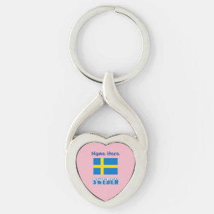 Schweden und schwedische Flagge personalisiert  Schlüsselanhänger