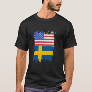 Schweden USA Amerika Sverige Schwedische Flagge Sc T-Shirt