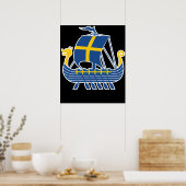 Schweden Viking Ship Gift Valhalla Swedish Viking Poster (Küche)