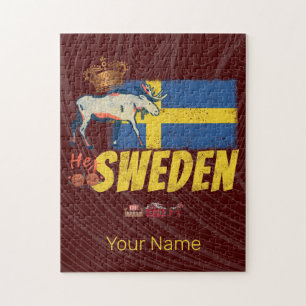 Schweden Vintage-Flagge Retro-Elch-Feiertags-Souve Puzzle