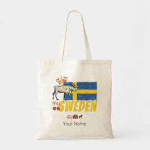 Schweden Vintage-Flagge Retro-Elch Urlaubs-Souveni Tragetasche