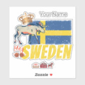 Schweden Vintage Flagge Retro Elche Urlaub Souveni Aufkleber (Blatt)