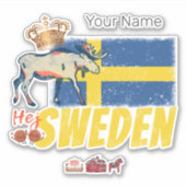 Schweden Vintage Flagge Retro Elche Urlaub Souveni Aufkleber (Vorderseite)