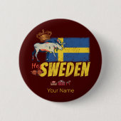 Schweden Vintage Flagge Retro Elche Urlaub Souveni Button (Vorderseite)