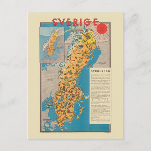 Schweden Vintage Poster 1931 Postkarte (Vorderseite)