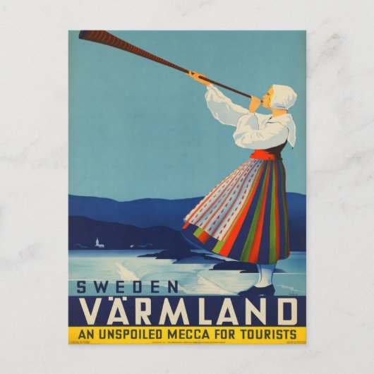 Schweden Vintage Reise Postkarte (Vorderseite)