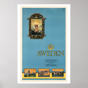 Schweden Vintage-Reiseposter - Gerahmt Ungerahmt Poster