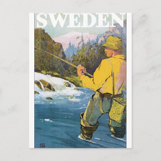 Schweden Vintage Travel Poster Postkarte (Vorderseite)
