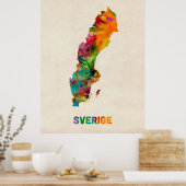 Schweden Wasserfarbkarte Poster (Küche)