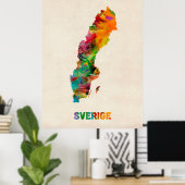 Schweden Wasserfarbkarte Poster (Heimbüro)