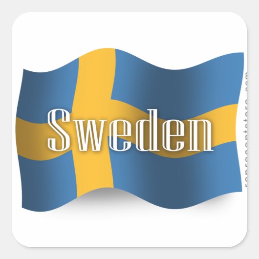 Schweden Waving Flag Quadratischer Aufkleber (Vorderseite)