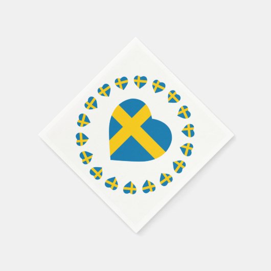 SCHWEDENE HERZFORM FLAG SERVIETTE (Ecke)