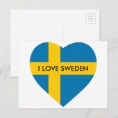 SCHWEDENE HERZGESTATTETE FLAG POSTKARTE (Vorne/Hinten)