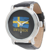Schwedenflagge Armbanduhr (Schrägansicht)