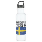 Schwedenflagge Edelstahlflasche (Vorderseite)