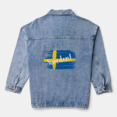Schwedenflagge für künstlerische Pinselstriche Jeansjacke (Rückseite)