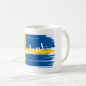 Schwedenflagge für künstlerische Pinselstriche Kaffeetasse (VorderseiteRechts)