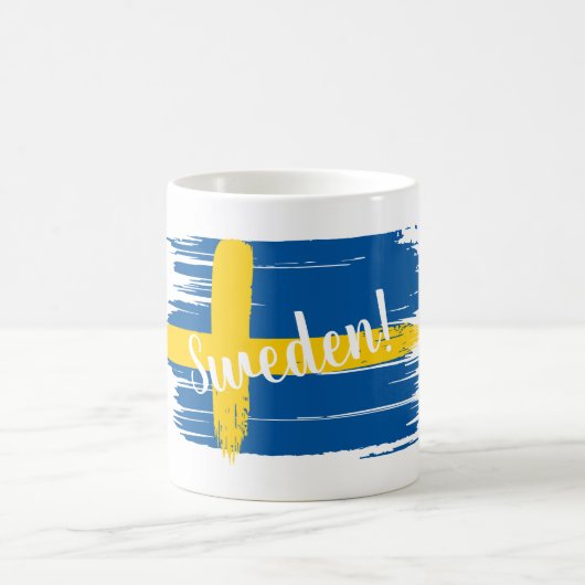 Schwedenflagge für künstlerische Pinselstriche Kaffeetasse (Mittel)