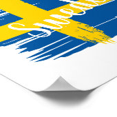 Schwedenflagge für künstlerische Pinselstriche Poster (Ecke)